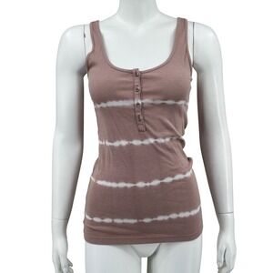Old Navy‎ Top Womens Medium Pink Tie Dye Tank Ribbed Henley Scoop Neck Casual